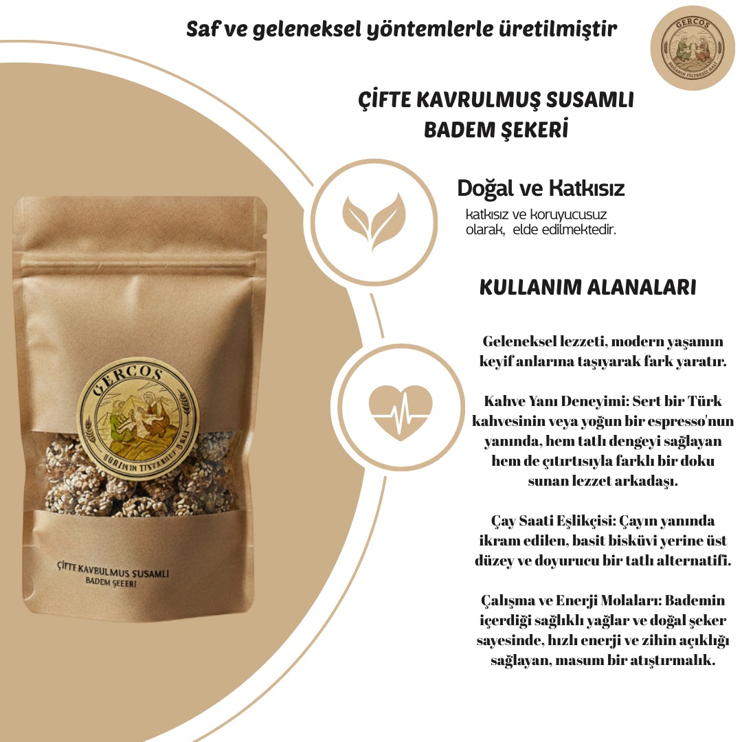 Çifte Kavrulmuş Susamlı Badem Şekeri 500GR - Görsel 2