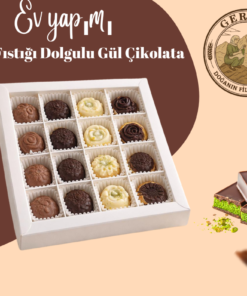 Ev Yapımı Antep Fıstığı Dolgulu Gül Çikolata